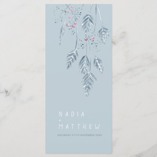 草の果実の水の色ほこりっぽい青結婚のメニュー メニュー (裏面)