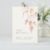 草の果実の水色秋の結婚式詳細 エンクロージャーカード (スタンド正面)