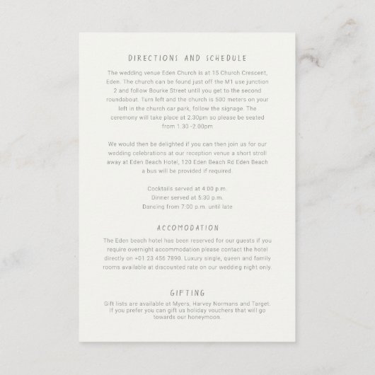 草の果実の水色秋の結婚式詳細 エンクロージャーカード (裏面)