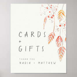 草の果実の秋の結婚式カードとギフトのサイン ポスター