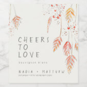 草の果実を愛する応援スケッチ秋の結婚式 ワインラベル (シングルラベル)