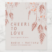 草の果実を愛する応援スケッチ秋の結婚式w ワインラベル (シングルラベル)