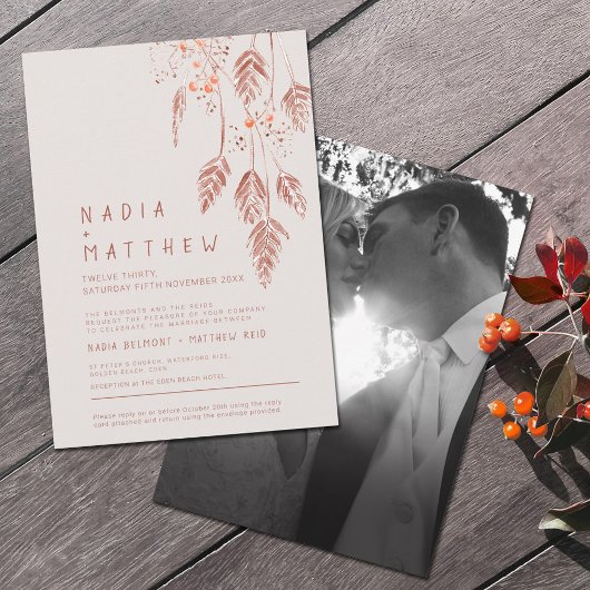 草の果実tan terracotta水の色の写真のinvi 招待状