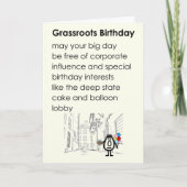 草の根誕生日Aおもしろいハッピーバースデー詩 サンキューカード (正面)