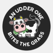 草の牛を噛みおもしろい付ける ラウンドシール (正面)