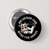 草の牛を噛みおもしろい付ける 缶バッジ (正面&裏面)