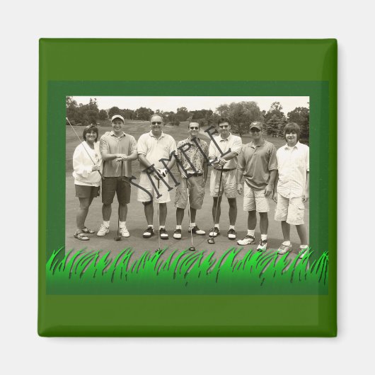 草の生えたゴルフフレーム マグネット (正面)