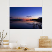 草の生えたワバムン湖の夕日 ポスター (キッチン)