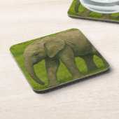 草の生えた保護者付きの若い象 コースター (左側)