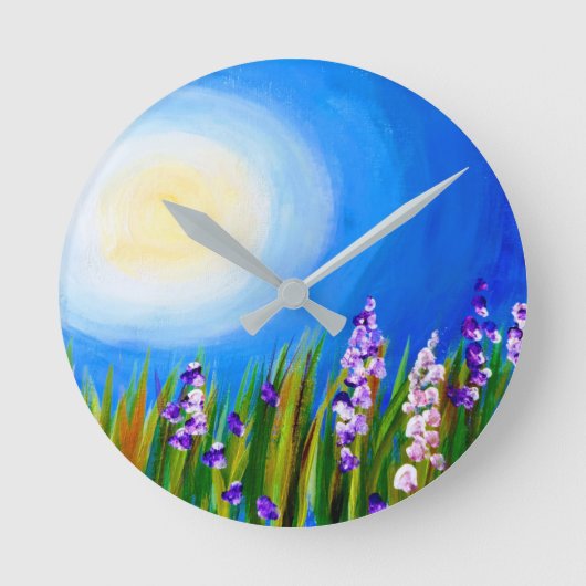 草の生えた牧草地のルパン ラウンド壁時計 (正面)
