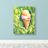 草の生えた畑のアイスクリーム キャンバスプリント (インサイチュ (ウッドフロア))