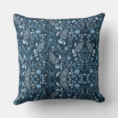 草の生えた背景の美しいワイルドフラワーパターン クッション (裏面)