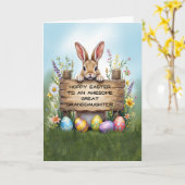 草の素晴らし素晴らし復活祭の孫娘バニー カード (黄色い花)