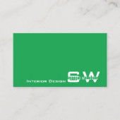 草の緑と白とモダンモノグラムシンプル付き 名刺 (正面)