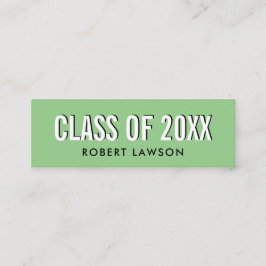 草の緑のシックなクラスの卒業名カード スキニー名刺