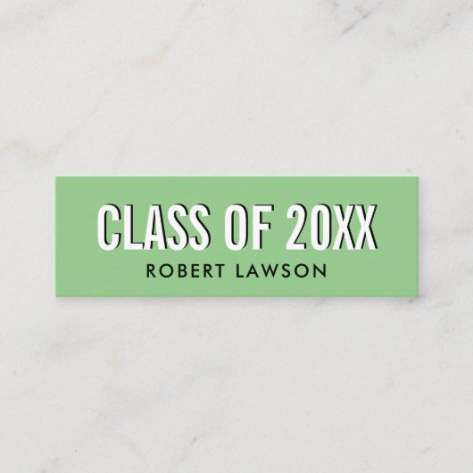 草の緑のシックなクラスの卒業名カード スキニー名刺 (正面)