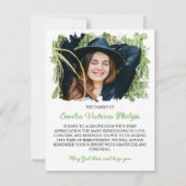 草の緑のブラシ付き縁ど写真の忌引き サンキューカード (正面)