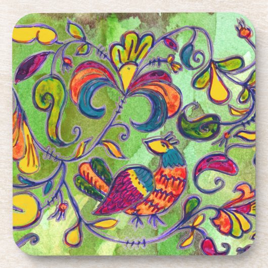 草の緑の上の北鳥 コースター (正面)