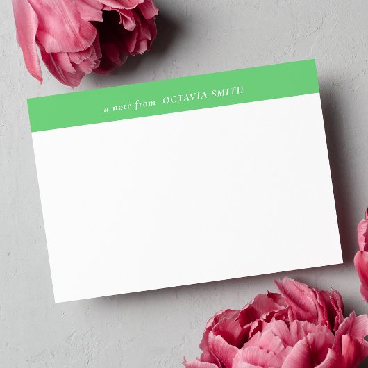 草の緑の家族パーソナライズされた名モノグラム ノートカード