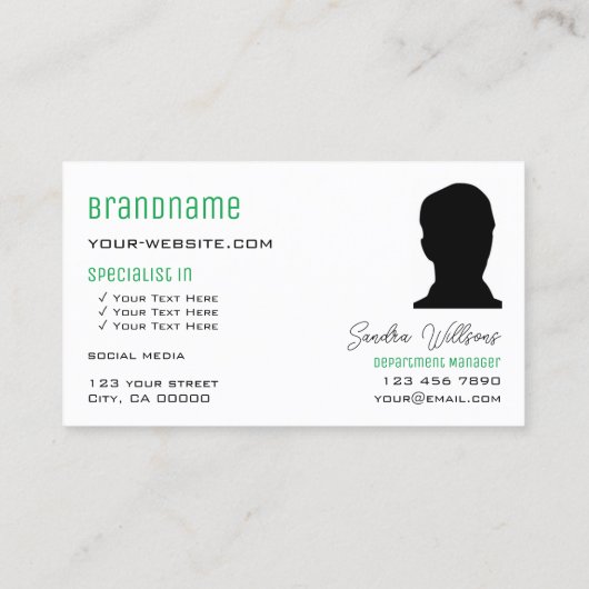 草の緑の平白とモノグラムと写真 名刺 (裏面)