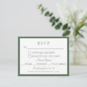 草の緑の植物柄ブロックプリントの結婚式 出欠カード (スタンド正面)