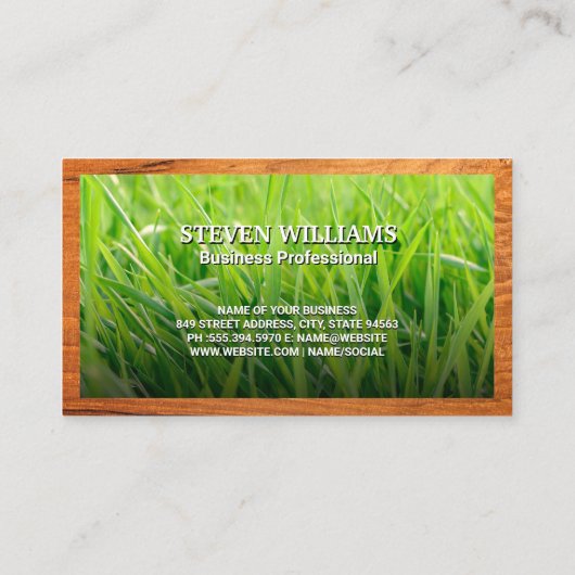 草の背景 |ガーデニングロゴ 名刺 (裏面)