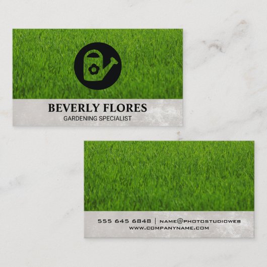 草の背景 |水缶 名刺 (正面/裏面)