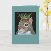 草の茂みのカードを持つリス カード (黄色い花)