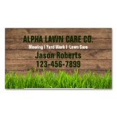 草の草刈りヤードローンスタフ気にト造園 マグネット名刺 (正面)