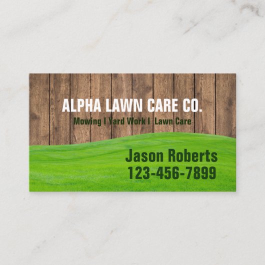 草の草刈りヤードローンスタフ気にト造園 名刺 (正面)