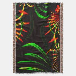 草の葉をいくつか、'花の葉'に炎の色をイメージする スローブランケット