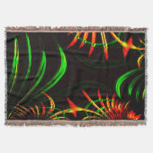 草の葉をいくつか、'花の葉'に炎の色をイメージする スローブランケット (正面)