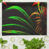 草の葉花びらと彫り物？ キッチンタオル (折り畳み)