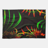 草の葉花びらと彫り物？ キッチンタオル (横)