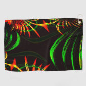 草の葉花びらと彫り物？ ゴルフタオル (横)