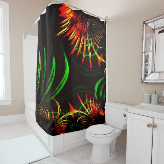 草の葉花びらと彫り物？ シャワーカーテン (インサイチュ)