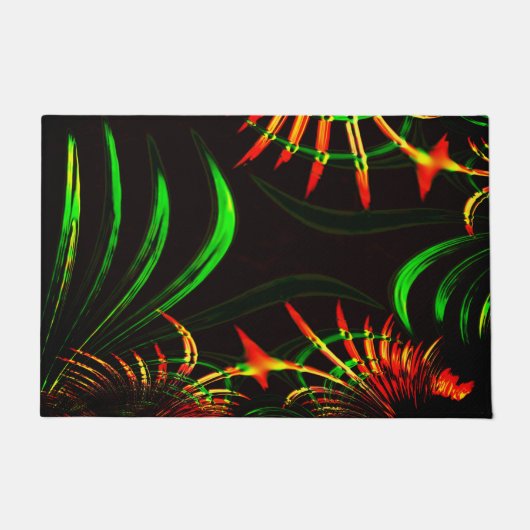 草の葉花びらと彫り物？ ドアマット (正面)