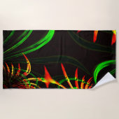 草の葉花びらと彫り物？ ビーチタオル (正面)