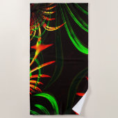 草の葉花びらと彫り物？ ビーチタオル (正面)