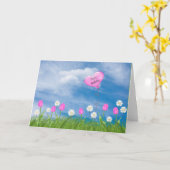 草の誕生日のチューリップとデイジー カード (黄色い花)