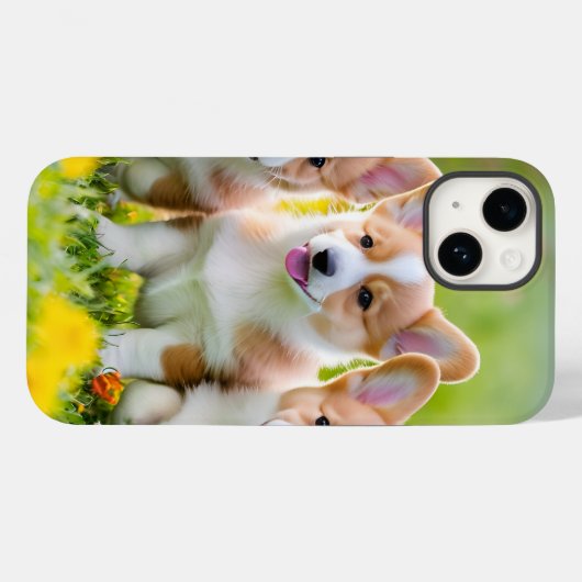 草の遊中のコルギー Case-Mate iPhoneケース (裏面 (横))