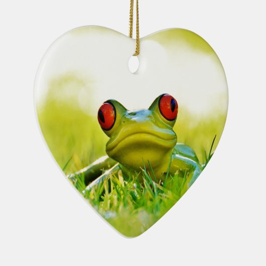 草の陶磁器のオーナメントの緑のアマガエル セラミックオーナメント (右)