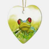 草の陶磁器のオーナメントの緑のアマガエル セラミックオーナメント (左)