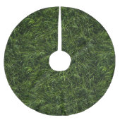 草は緑のクリスマスツリーのスカート常にです ブラッシュドポリエステルツリースカート (正面)