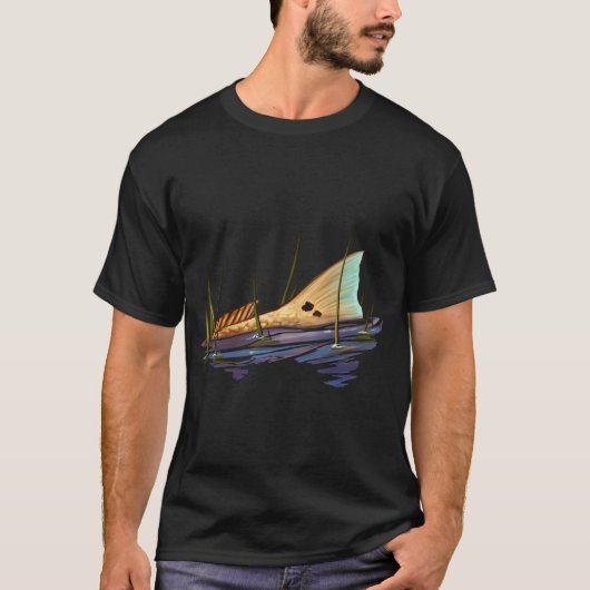 草むらでレッドフィッシュを追う Tシャツ (正面)