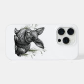 草むらに佇むかわいいグレーうさぎ iPhoneケース (裏面横)