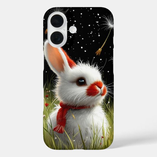 草むらに座る愛らしい白うさぎ Case-Mate iPhoneケース (裏面)