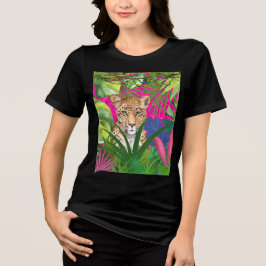 草むらの中のチーター トライブレンドＴシャツ