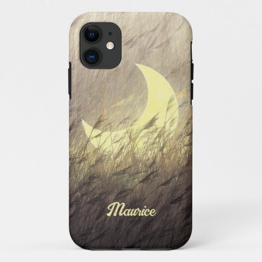 草むらの月 iPhone カスタム カバー ケース (裏面)