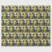 草を噛むホルスタイン牛 ラッピングペーパー (フラット)